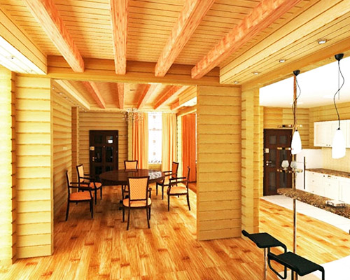 Дизайн интерьера дома из клееного бруса (80 фото)